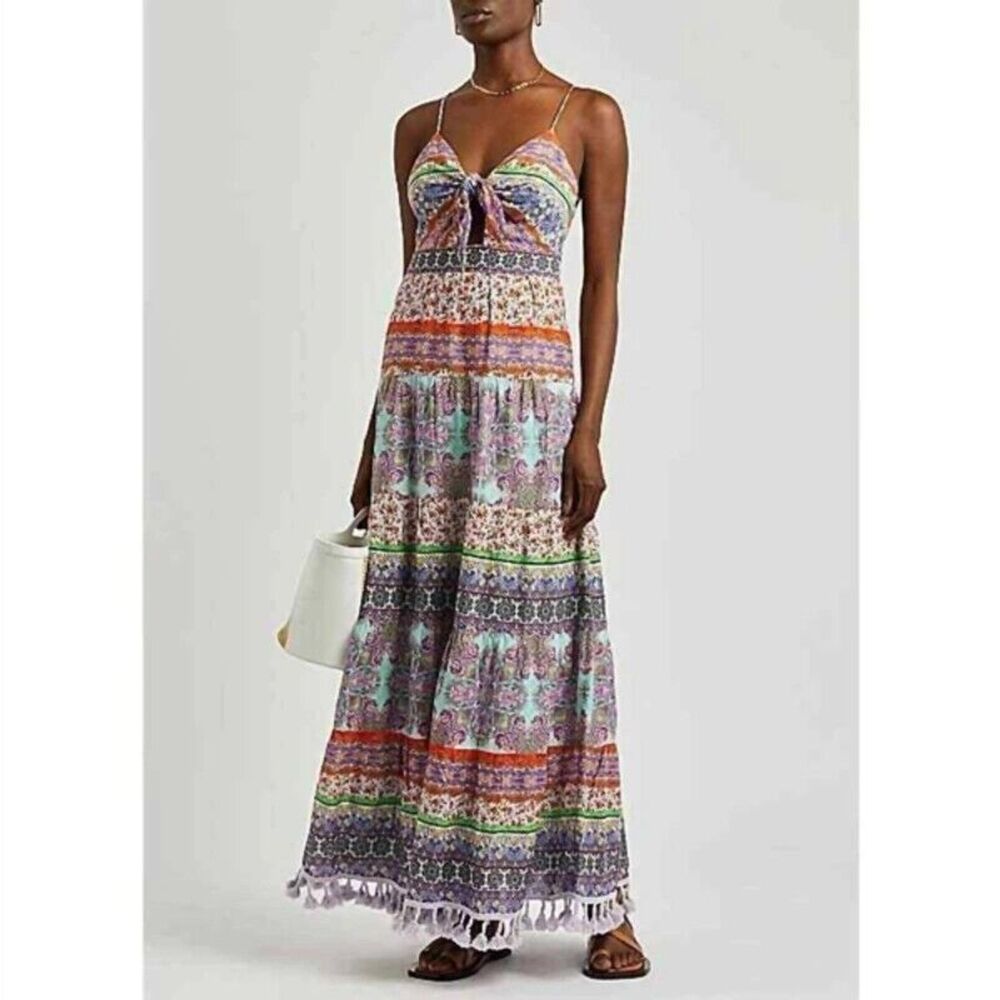 NWT. $595 Alice + Olivia Minka Tie Front Maxi Dress Sz 8 - Picture 3 of 12